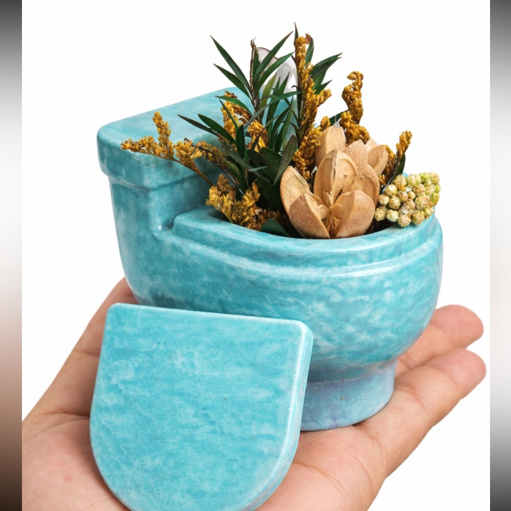 Mini Toilet handmade trinket dish teal – FunnCustom Decor - Picture 4 of 8